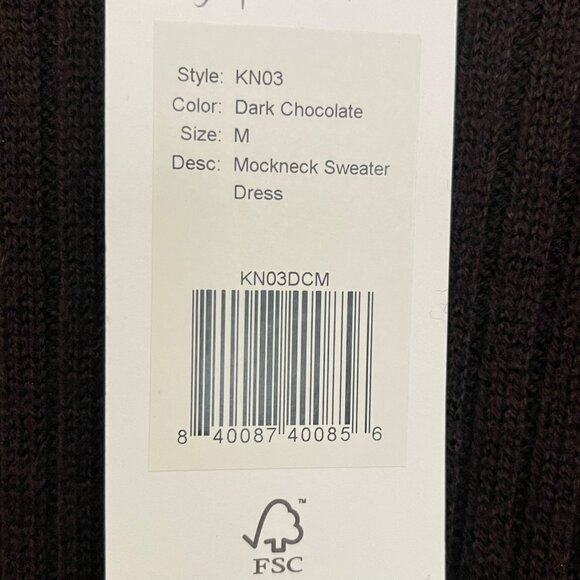 Thakoon Mock Neck Ribbed Lambswool Sweater Dress NWT Chocolate Brown - Picture 6 of 7